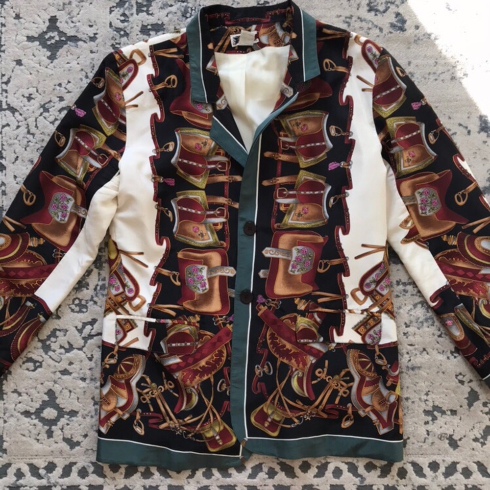 Amazing Designer Vintage 100% Silk Blazer w/Design